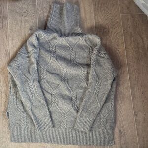 Vici Gray Cable Knit Turtleneck Sweater